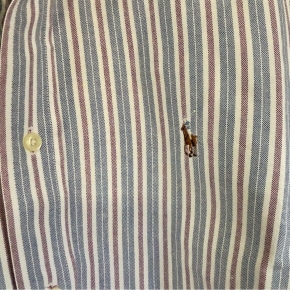 RALPH LAUREN BLUE LABEL Men’s Blue Stripe YARMOUTH Oxford Dress Shirt Pony 16 - Picture 4 of 6